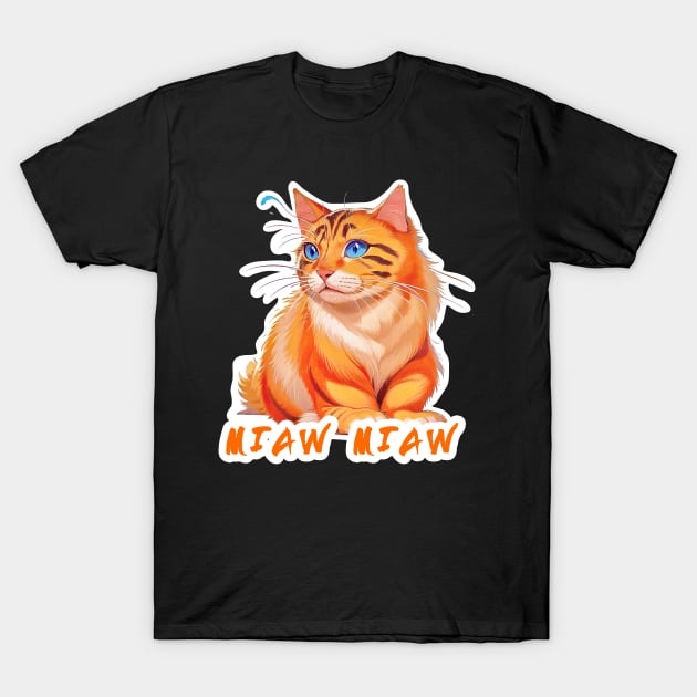 Cat Love: Cat Miaw and Cute Cat Design T-Shirt by LycheeDesign